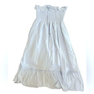 Forever 21 ruffle sleeveless dress baby blue lined size M smocked top panel